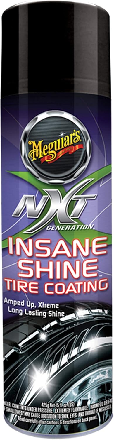 MEGUIAR'S NXT Generation Insane Shine Tire Coating – Aerosol Spray for Insane Gloss – G13115, 15 oz: Automotive