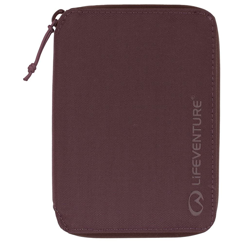Lifeventure RFID Protected Mini Travel Wallet — Zip Bifold Wallet and Passport Holder for Travel, Eco-Friendly, Recyclable Material (Plum)