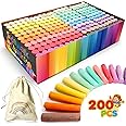 200PCS Washable Sidewalk Chalks Set in 20 Colors: Jumbo Drawing Chalk for Kids Outdoor Art, Non-Toxic Dustless Colored Giant Box Chalkboard Chalk for Toddler Painting on Blackboard, Playground, Party