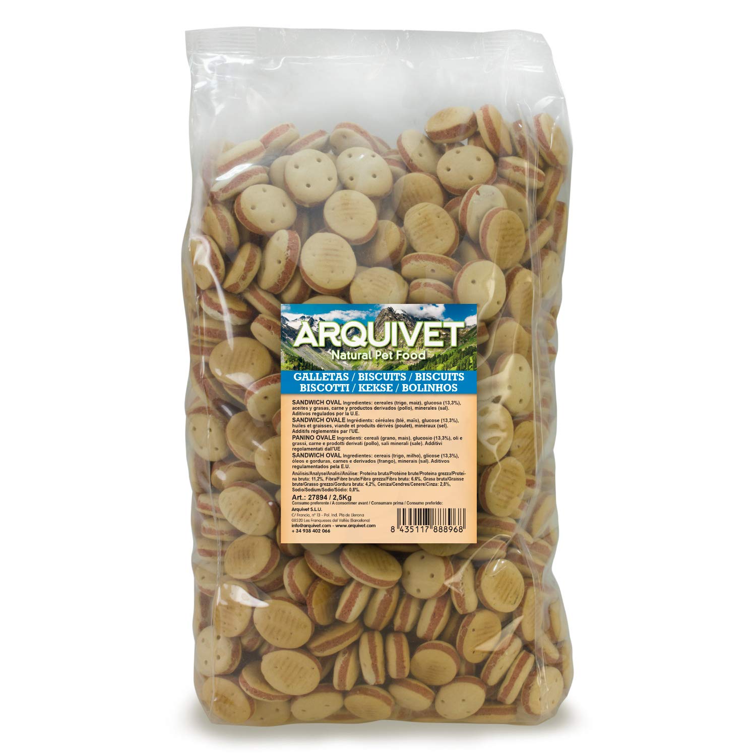 Arquivet Biscuits - Dog Cookies - Oval Sandwich - 10 kg