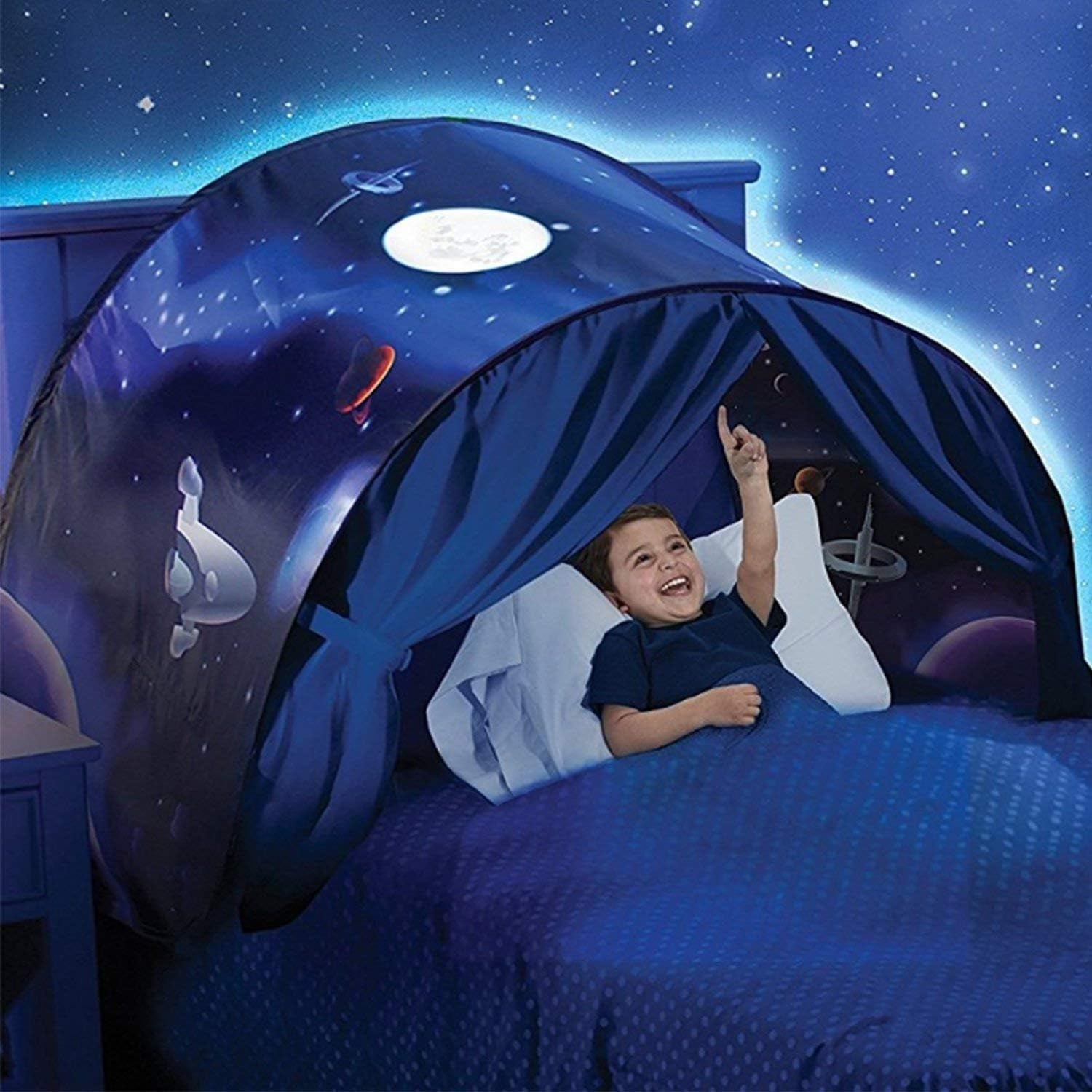Dream tents,JIAJIA YL Kids Play Tents Pop Up Bed Tent Kids Tent Mosquito Net, Children Playhouse for Outdoor Camping Christmas Gifts (Space adventure)