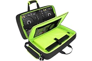 SNIGJAT DJ Controller Case for DDJ FLX4/ DJ 400/ DDJ REV1, Padded DJ Controller Bag with 5 Pockets for Laptop, Headphones, Cables, DJ Carrying Case with Adjustable Shoulder Strap, 21.5"x11.8"x2.5"