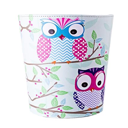 Xshion 2 64 Gallon 10 L Wastebasket Owl Pattern Round Trash