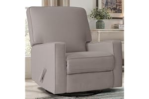 Harkawon Swivel Recliner Chair Glider Rocking Recliner Fabric Chair, Comfy Upholstered Glider Rocker for Nursery, Modern Armchair with Tall Back for Living Room, Bedroom (tanish Grey)