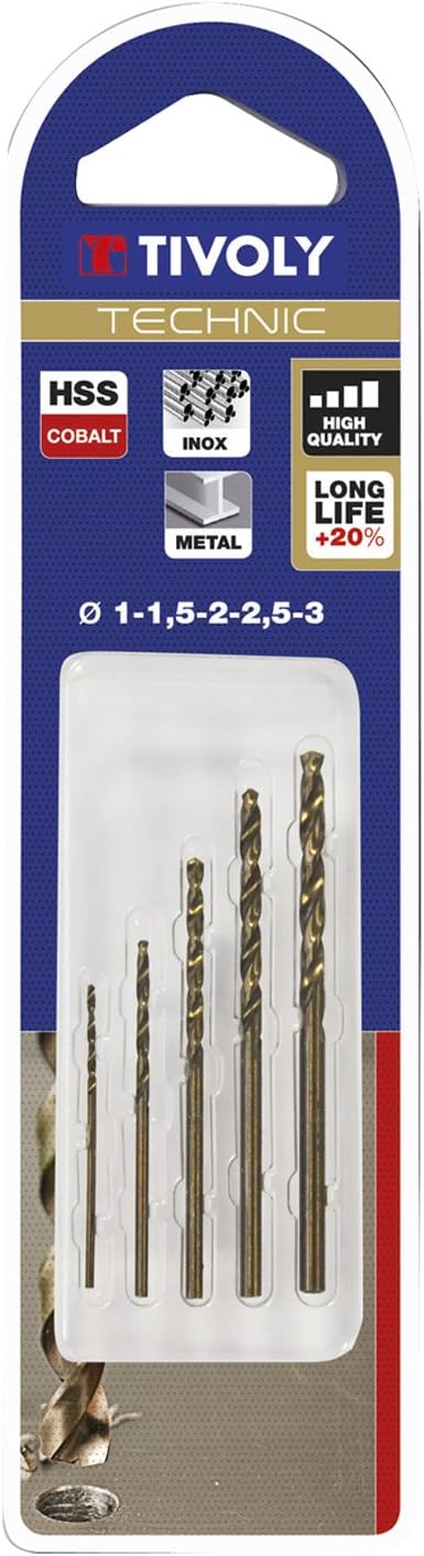 11468570003 5Pcs Metal Cobalt Graduated Technic Drill Bits Set, Bronze