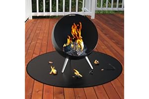BAIPOK 30" Fire Pit Mat & Under Grill Mat, 2-Layer Thickened Grill Mat for Outdoor Grill Deck Protector,Round Fire Pit Mat for Under Fire Pit,Double-Sided Fireproof BBQ Grill Mat, Oil-Proof & Waterproof