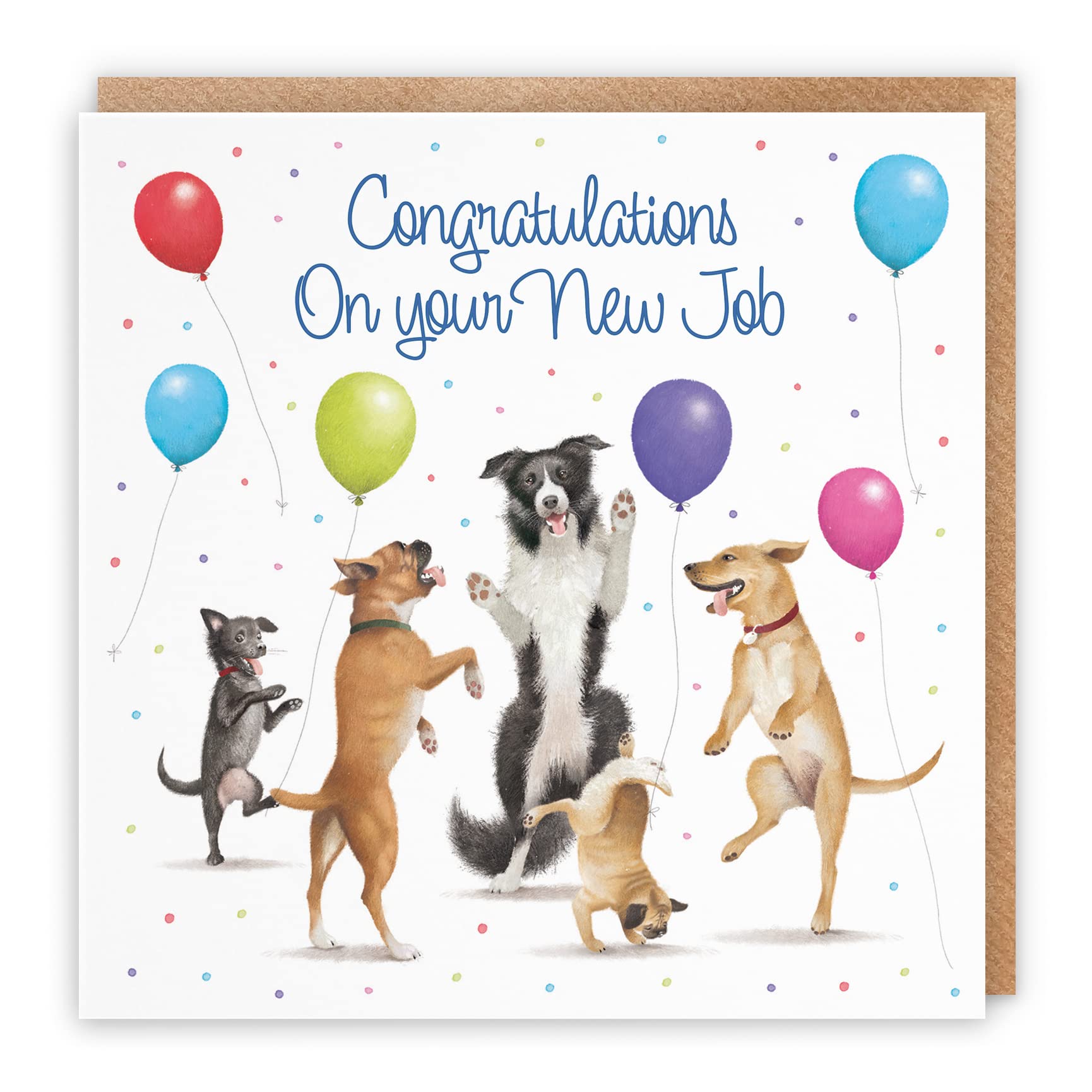 Hunts England New Job Congratulations Card For Him/Her - Dancing Dogs - Luxury New Job Card For Men - New Job Card For Women - Congratulations On Your New Job - Milo's Gallery Collection
