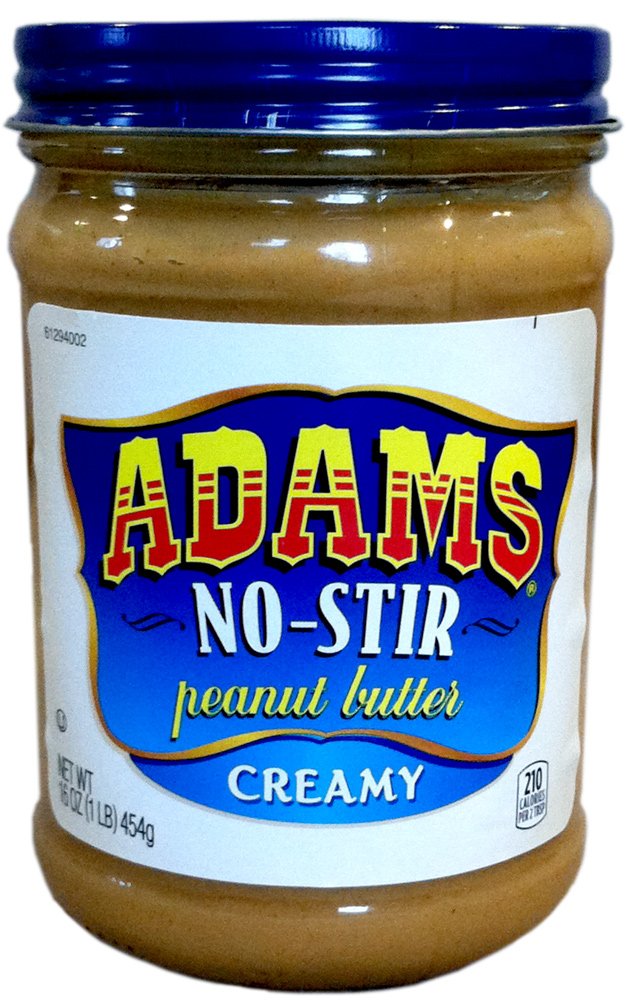 Adams NOSTIR Natural CREAMY PEANUT BUTTER 16oz (4 Pack