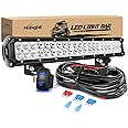 Nilight LED Light Bar 20 Inch 126W Spot Flood Combo Led Off Road Lights 12V 5Pin Rocker Switch LED Light Bar Wiring Harness Kit, 2 Years Warranty, Model: ZH082, Clear