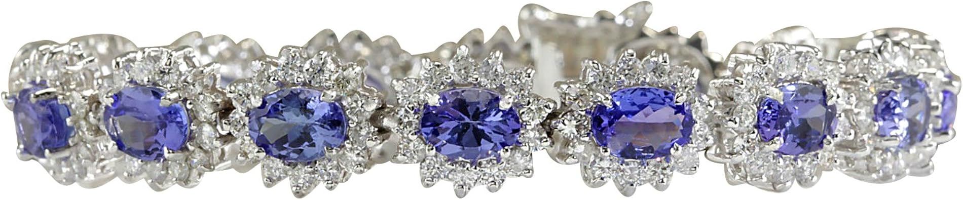 21.4 Carat Natural Blue Tanzanite and Diamond (F-G Color, 702922W-18K