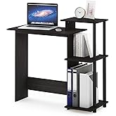 Furinno EFFICIENT Desk, 28.6" Wide Gaming Desk with 3 Open Side Shelves, Laptop Notebook Computer Desk, Office Desk for Home Office, Study Room, Dorm, Bedroom, Espresso