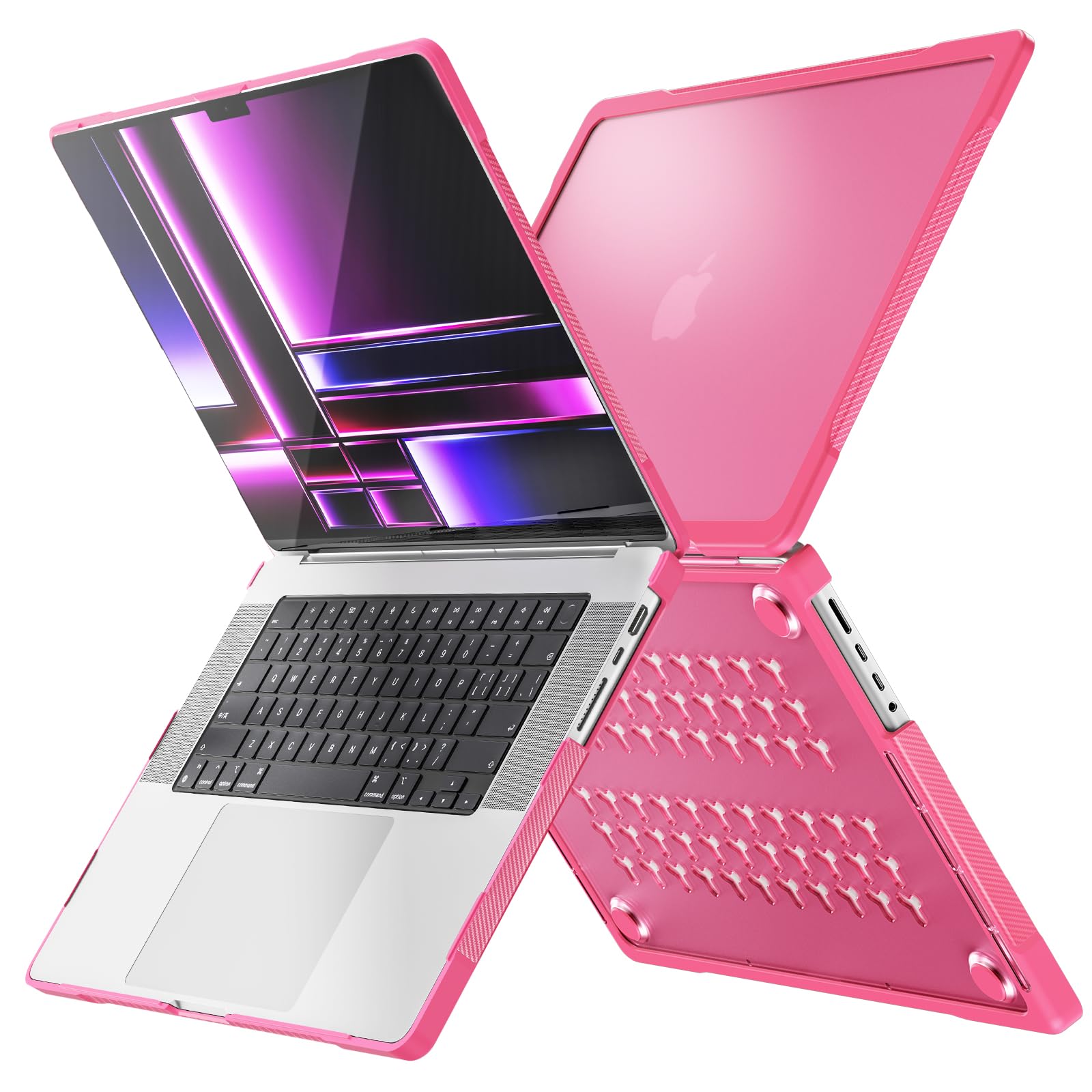 PboyiqiS For MacBook Pro 16 inch 2021-2023 Case Cover A2485 A2780, Clear Case for MacBook Pro 16 with M1 M2 Pro/Max, Hard Shell Case & Keyboard Cover Skin (Rose Red)