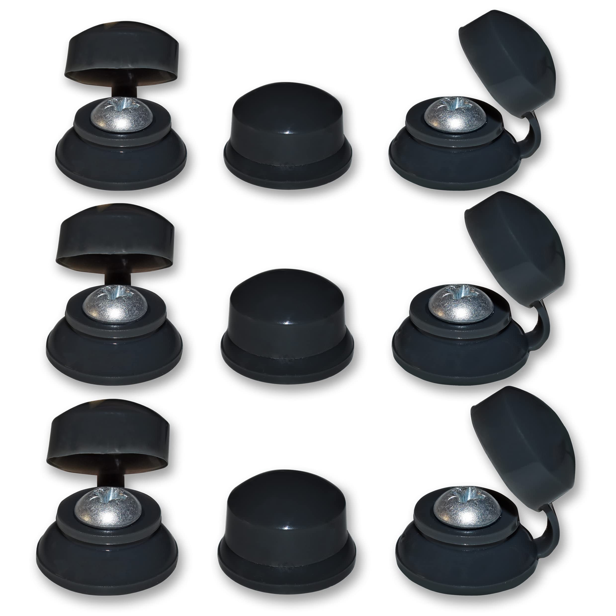 300, Corrugated Roofing Plastic Screw Cover Strap Caps - Black