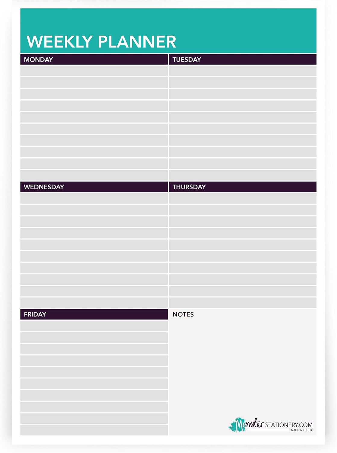 Monster Stationery – A4 Daily To Do Pad and A4 Weekly Schedule Planner ...