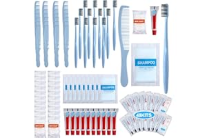 Hushee 48 Sets Personal Hygiene Kit Basic Toiletry Kit Homeless Care Package for Men, Women, Travel, Charity, Business Include Shampoo, Toothbrush, Toothpaste, Comb and Bath