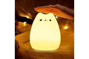 CHWARES Night Light for Kids, Cat Nursery Night Lights with Battery, 7 Color Table Lamp,Room Decor, USB Rechargeable, Cute LED Multicolor Gifts for Baby, Children, Toddlers, Teen Girls