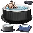 80 * 80 inch Round Hot Tub Pad, Inflatable Hot Tub Mat Outdoor Indoor, Waterproof Slip-Proof Backing, Absorbent Spa Pool Ground Base Flooring Protector Mat for Protect Hot Tub Pool from Wear