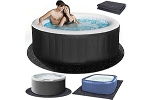 FENXAM 80 * 80 inch Round Hot Tub Pad, Inflatable Hot Tub Mat Outdoor Indoor, Waterproof Slip-Proof Backing, Absorbent Spa Pool Ground Base Flooring Protector Mat for Protect Hot Tub Pool from Wear