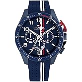 Tommy Hilfiger Men's Chronograph Watch - Racing-Inspired, Sporty Design - Silicone Strap - 5 ATM Water Resistance - Bold and Stylish Timepiece - Gift for Him - 46mm