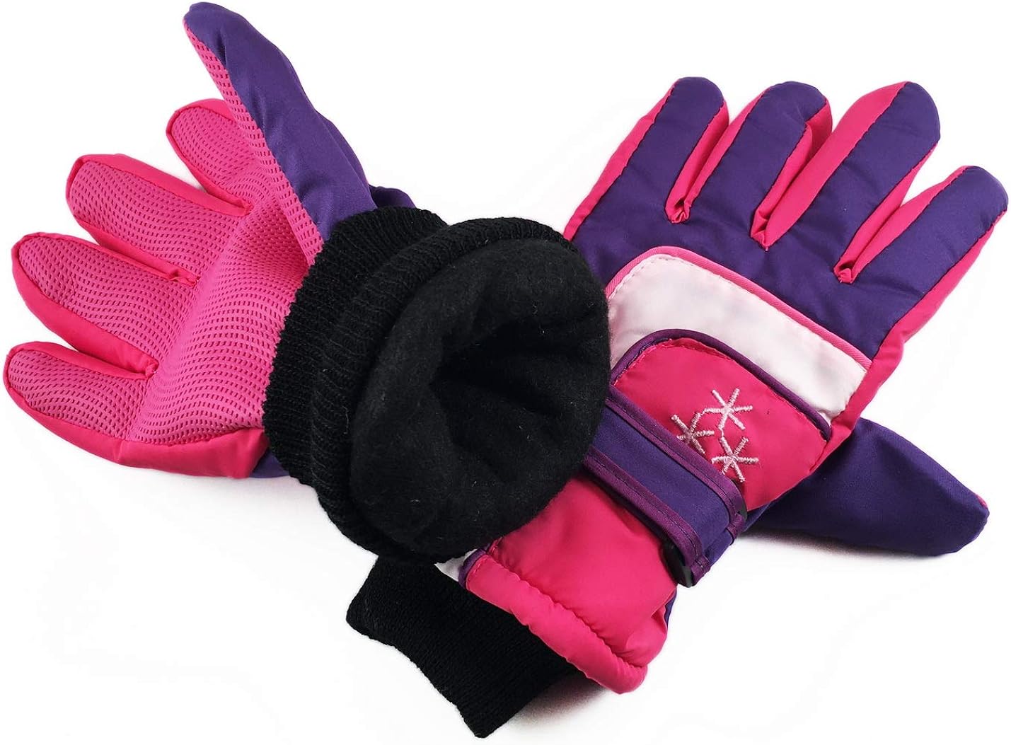 Insulated Winter Cold Weather Ski Gloves for Kids (Boys and Girls) Waterproof Windproof (Purple): Clothing