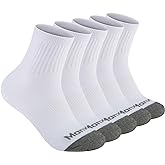 Monxiery Mens 100% Cotton Cushioned Ankel Socks, Athletic Performance Running Moisture Wicking Breathable Quarter Socks