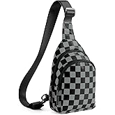 Checkered Sling Bag for Women Small Backpack Crossbody Chest Bag Fanny Packs Purses