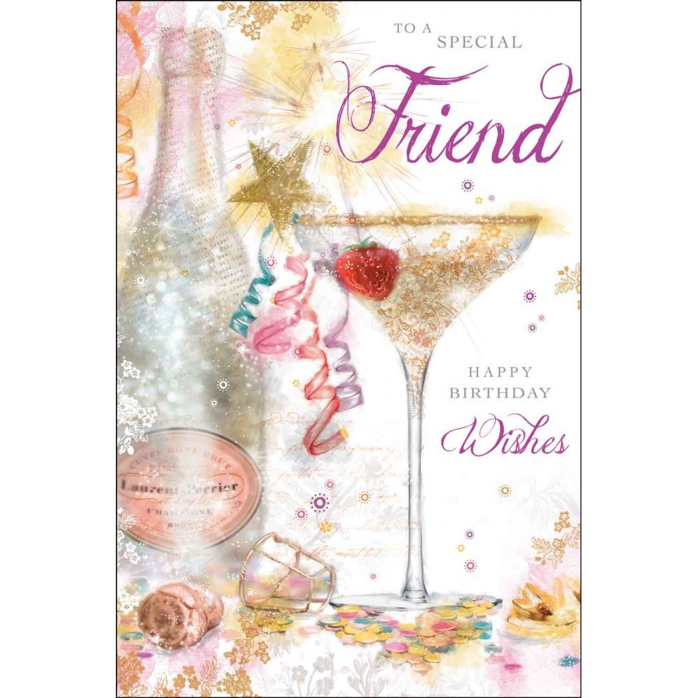 Greeting Card (JJ9128) - Birthday - Special Friend - Champagne and Strawberries
