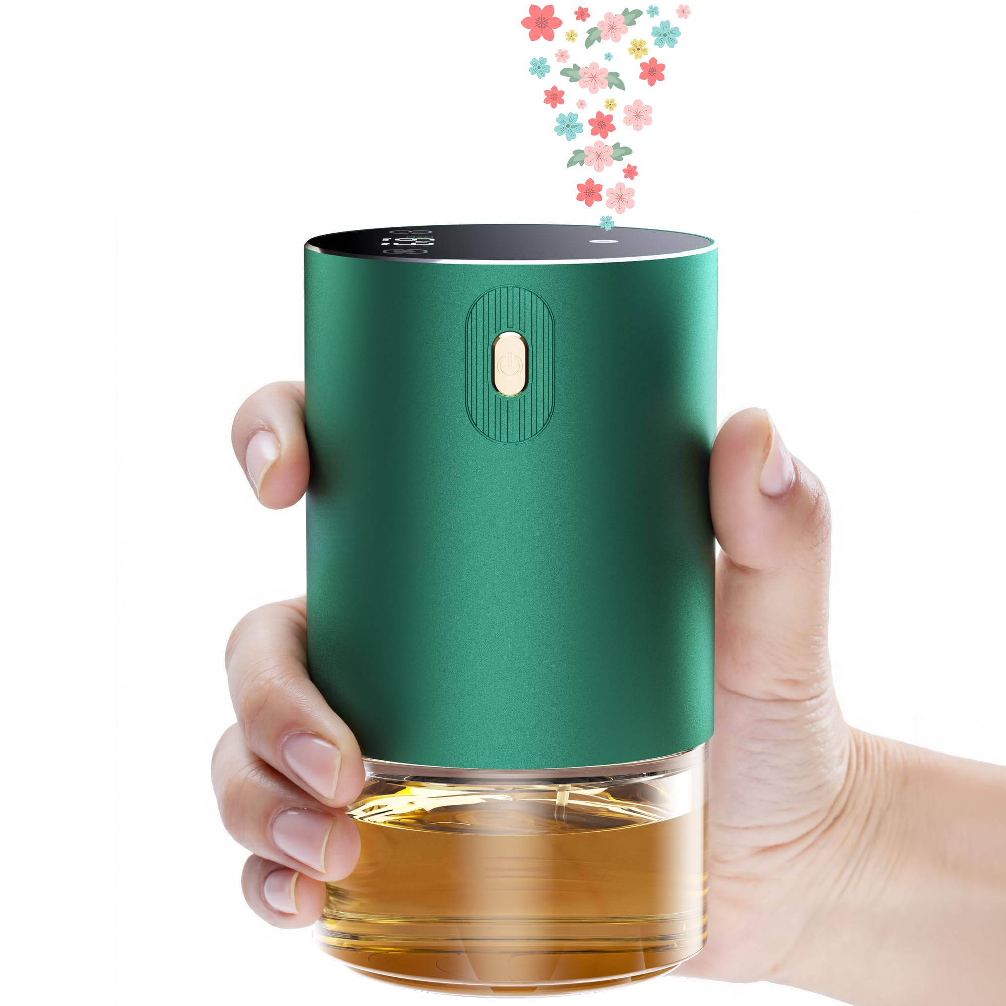Photo 1 of Waterless Essential Oil Diffuser, Rechargeable Aromatherapy Scent Diffusers for Home, Car, Bedroom, Office, 1/2/4/8-Hour Timer, 100ml Capacity, 4 Mist Levels, Metal Green