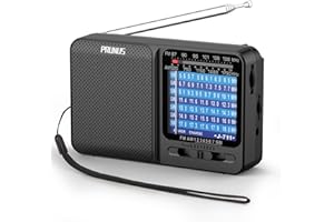 PRUNUS J-711 Portable Radio AM/FM/SW1-SW7 Shortwave Radio, USB-C Charging& AA Battery Operated, Excellent Reception, Long Antenna, Earphone Jack, Lanyard, Transistor Radios, Portable Radios AM FM