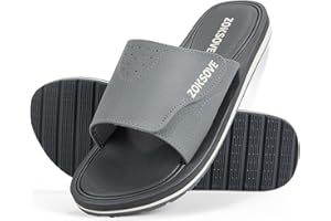 ZOKSOVE Slides for Men - Adjustable Slide Sandals Slip On- Open Toe Memory Foam Beach Sandals - Comfortable Summer Footwear for indoor/outdoor - Black 7