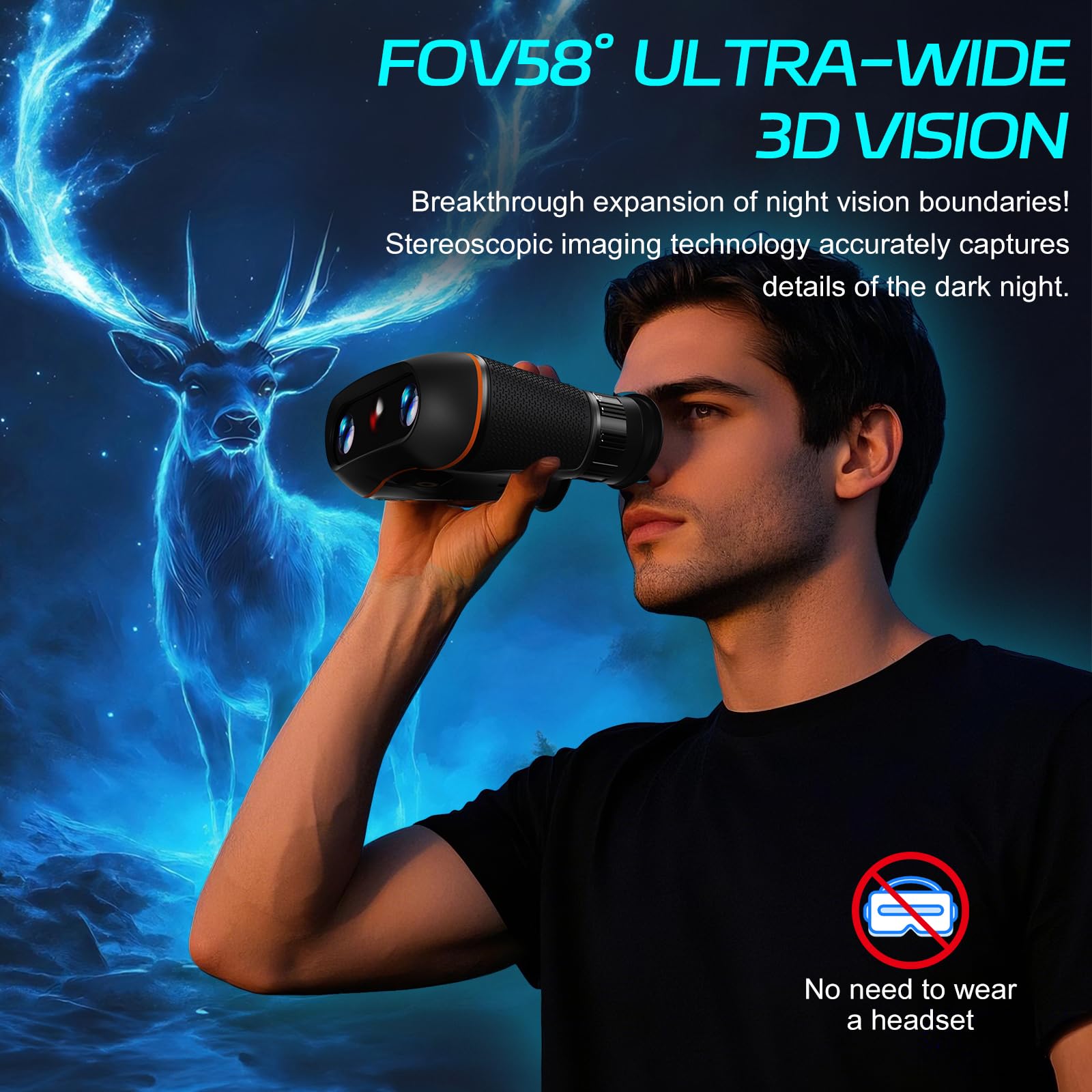 GOWWPUN Night Vision Goggles Head Mounted 3D VR Night Vision Binoculars Wide FOV 58° with 3600mAh Rechargeable Battery,Save Photo Video,8X Digital Zoom for Camping