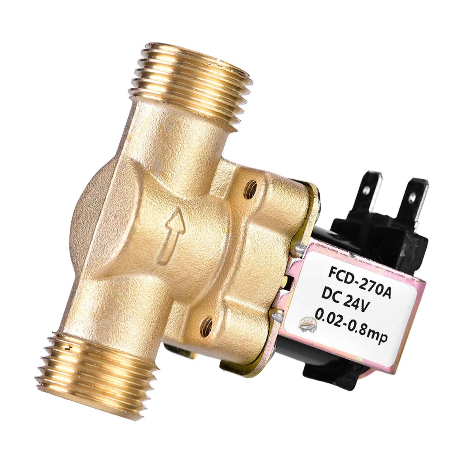 Electric Solenoid Magnetic Valve, DC 24V 1/2"Inlet Feed Water Solenoid Valve Normally Closed Brass Electric Solenoid Magnetic Valve for Water