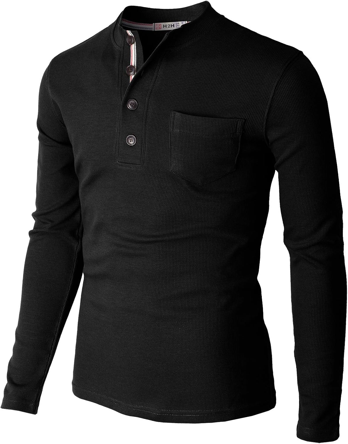H2H Mens Casual Slim Fit Henley Long Sleeve T Shirts of Waffle Cotton: Clothing