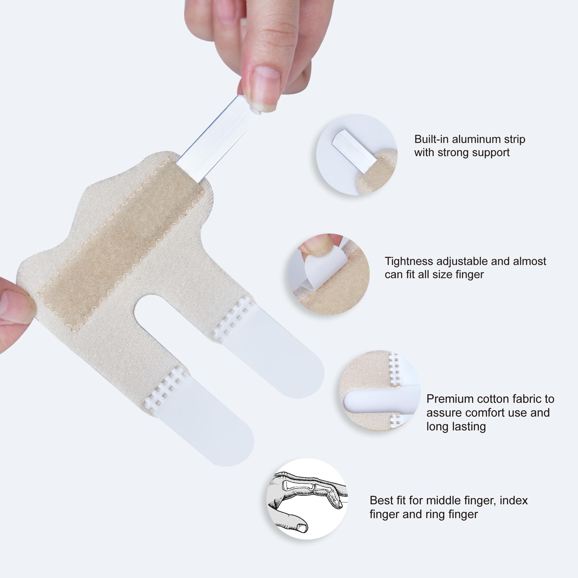 Oval Finger Splint 8 pcs and Trigger Finger Splints 2 pcs for Arthritis,Mallet Fingers - Comfortable and Effective Pain Relief Finger splints For Thumb, Index, Middle, Pinky or Ring Finger (4,5,6,7,8,9,10,11)