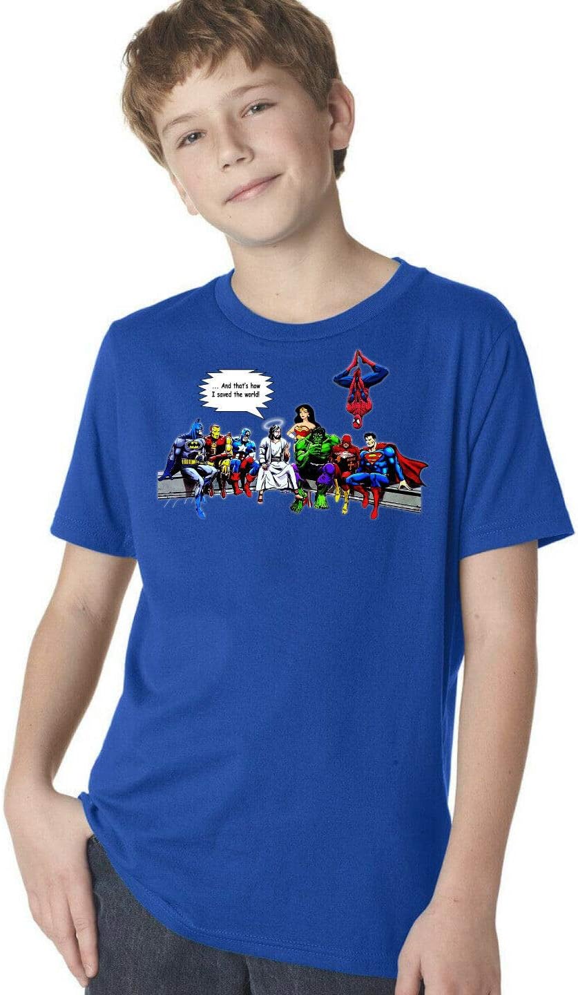 Five Up Tees and That's How I Saved The World Jesus Superheroes Youth T-Shirt