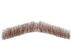 BROMOBIZ Fake Mustache, Premium Human Hair Fake Beard, Handmade Tied on Lace Realistic Beard for Costume, Halloween, Parties or Cosplay (Brown Fake Mustache)