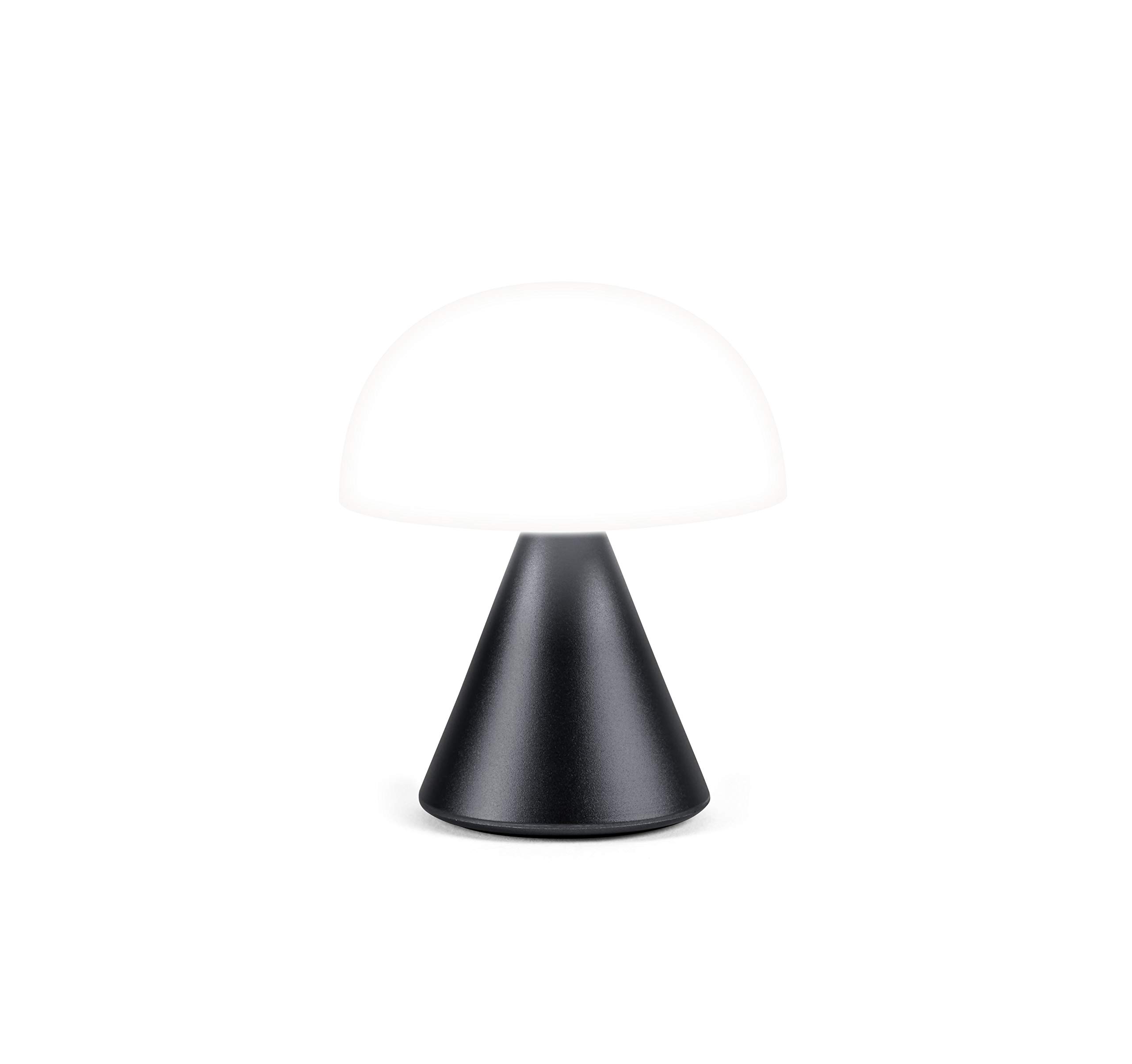 Lexon Mina Small Mushroom Lamp - LED Portable Bedside Light for Bedrooms, Kids & Nursery - Rechargeable with 12h Autonomy & Memory Dimmer, Aluminum - Gun Metal