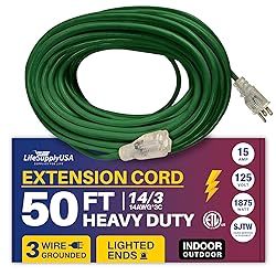 50ft Power Outdoor Extension Cord & Indoor