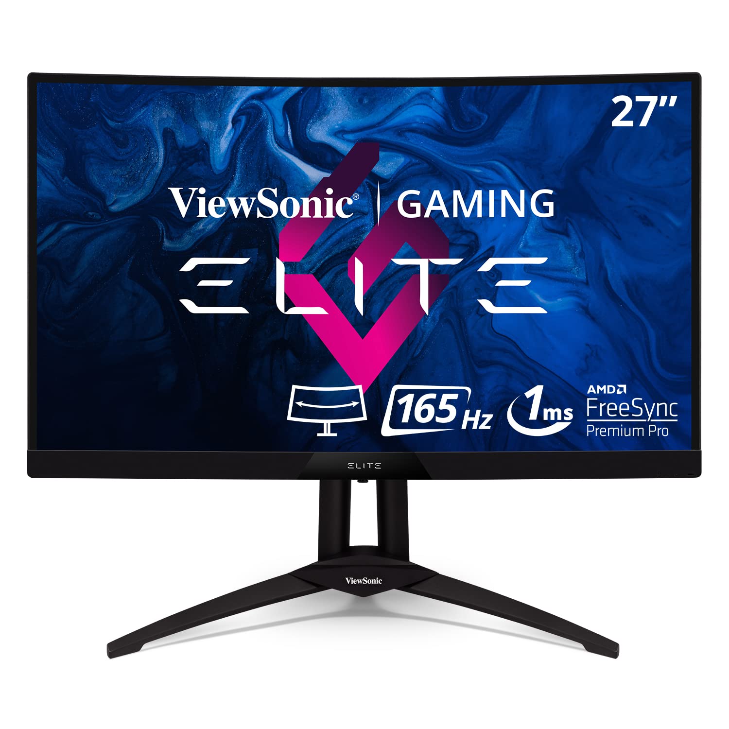 ViewSonic XG270QC Monitor para juegos curvo de 27 pulgadas, 1440p, 1 ms, 165 Hz con FreeSync Premium Pro, pantalla VESA HDR400 y ergonomía avanzada para deportes electrónicos