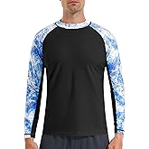 SEAOYOZO Men Long Sleeve Swim Shirts, UV Sun Protection Rash Guard, UPF 50+ Fishing Base Layer
