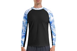 SEAOYOZO Men Long Sleeve Swim Shirts, UV Sun Protection Rash Guard, UPF 50+ Fishing Base Layer