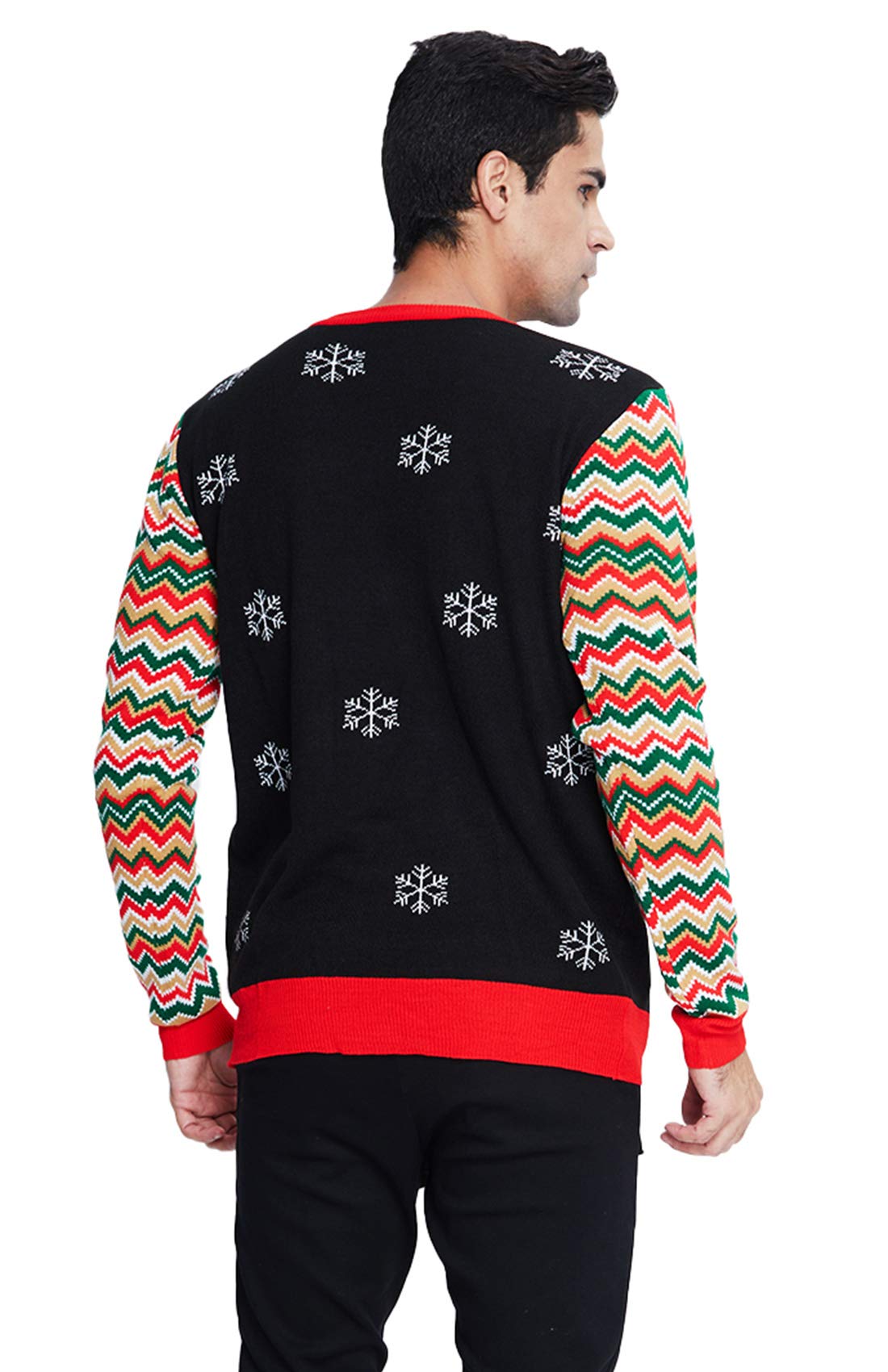 Lightweight Ugly Christmas Sweater for Men Plain Black Alcoholic Saucy Santa Snowflakes Trees Classy Chunky Santa Sweaters Long Sleeve O-Neck Thick Pullover Xmas Knitted Tunic Top for Bro Dad Grandpa