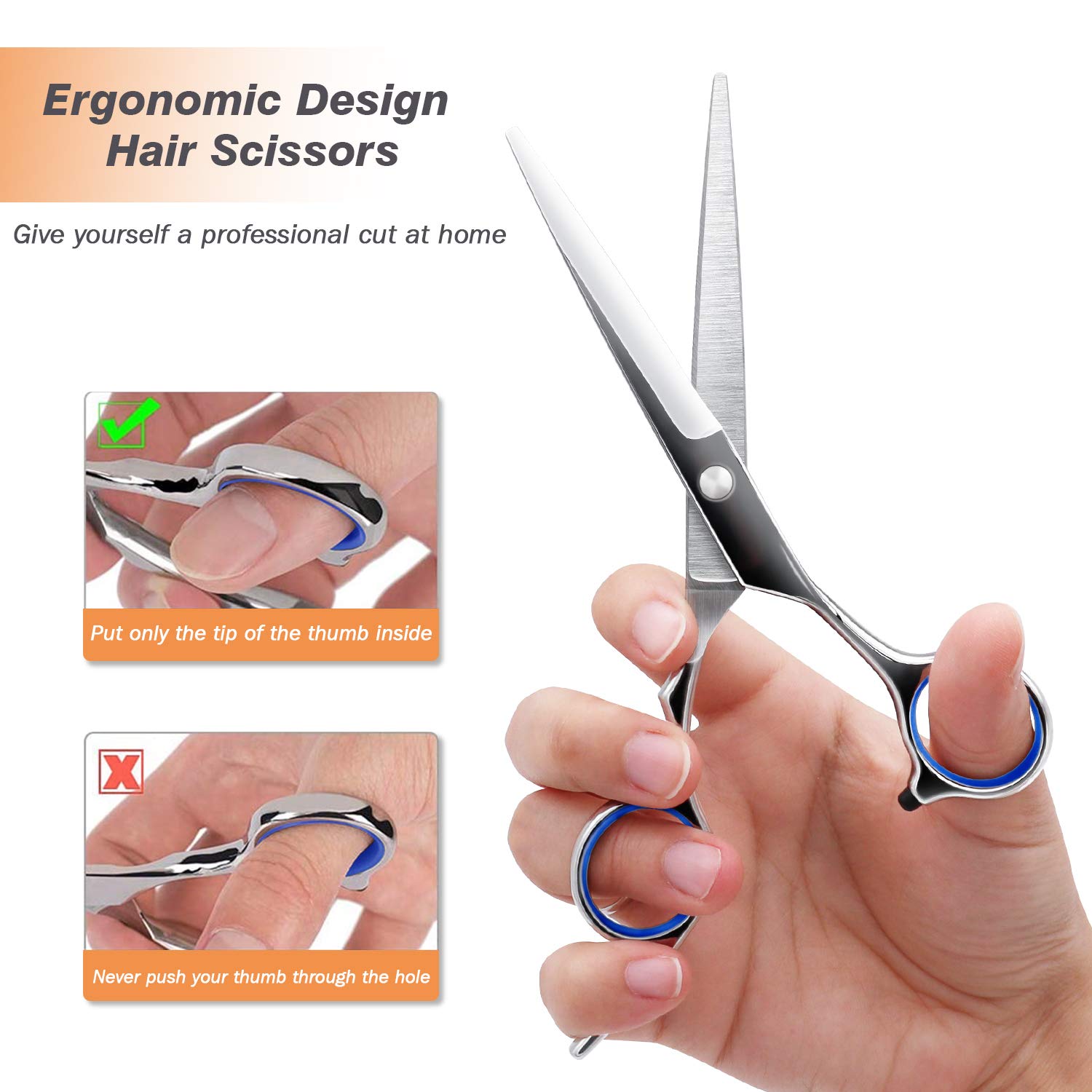 Hair Cutting Shears, Professional Hair Cutting Scissors Set, 6Pcs Haircut Shears Kit with Thinning Scissors, Hair Razor Comb, Clips, Storage Case for Barber, Salon, Home Use : Beauty