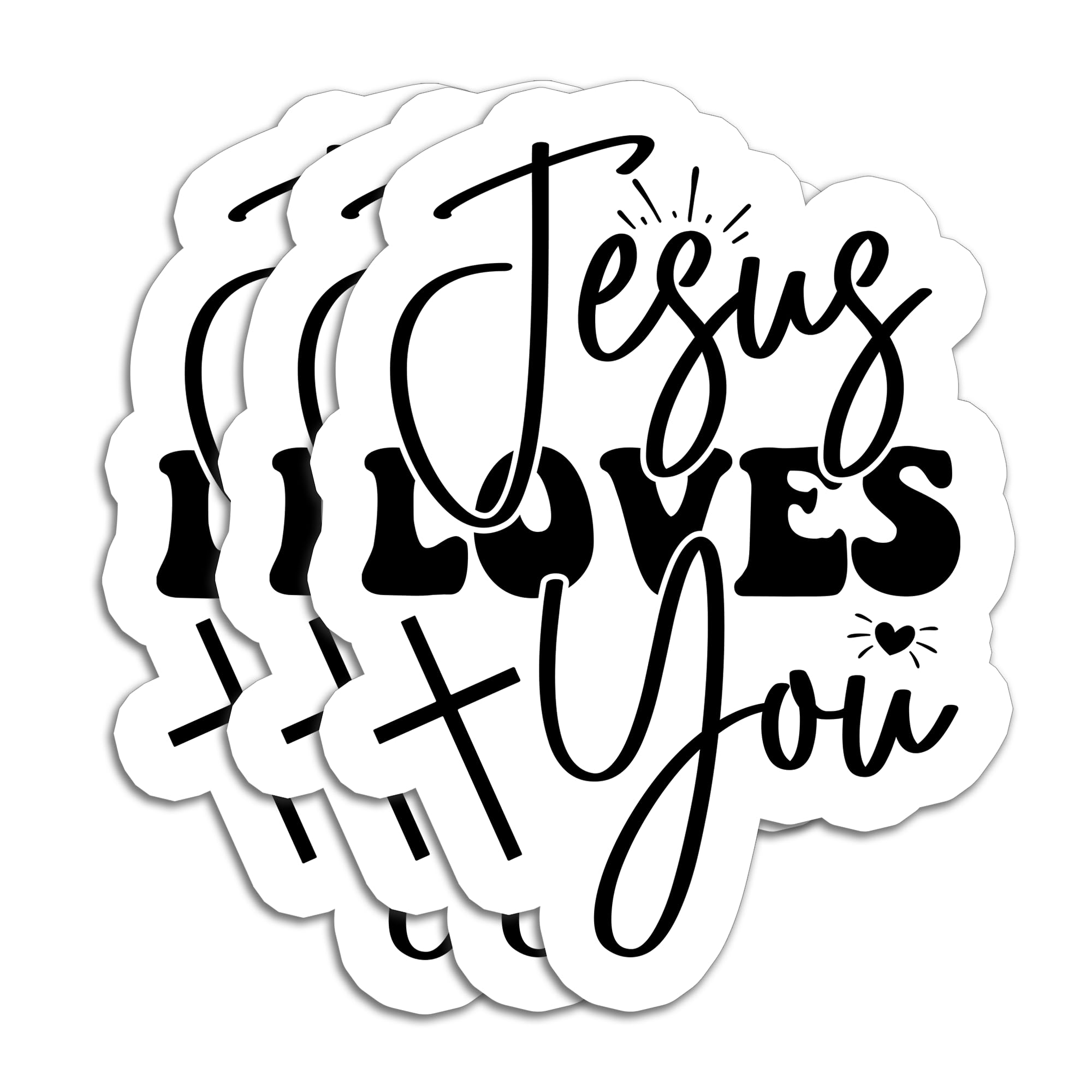 Photo 1 of (3Pcs) Jesus Loves You Stickers – Inspirational Christian Religious GOD Sticker for Teens Adults – Waterproof Vinyl Decals for Water Bottle, Laptop, Journals, Scrapbook, Church Party, 3" x 2.3"