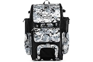 Boombah Rolling Superpack Baseball/Softball Gear Bag - 23-1/2" x 13-1/2" x 9-1/2" - Digital Camo Black/Gray - Telescopic Handle - Holds 4 Bats - Wheeled Version