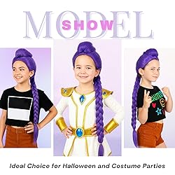 morvally 33.5 Inches Purple Long Braided Ponytail