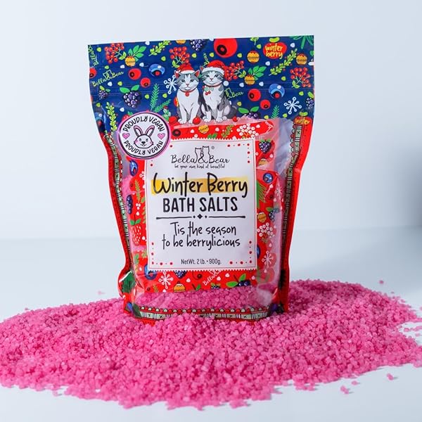 BELLA & BEAR WINTER BERRY BATH SALTS, CRUELTY FREE FESTIVE CHRISTMAS PACKAGING – STOCKING STUFFER GIFT