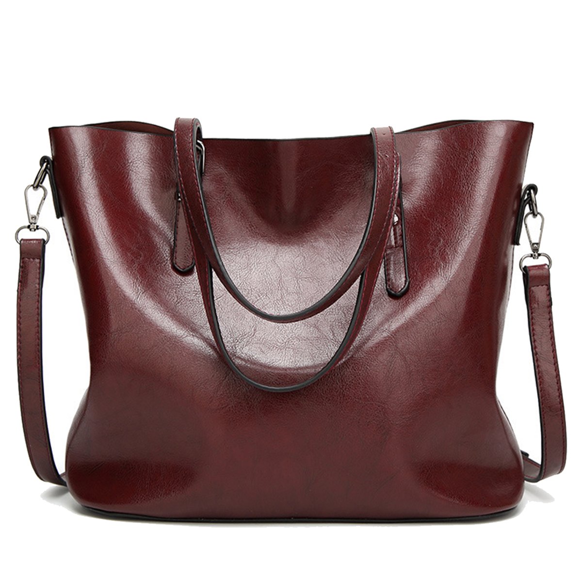 Coolives Women's Tote Handbag with Strap Top Handle Shoulder Crossbody Bag in PU Leather Coffee Brown