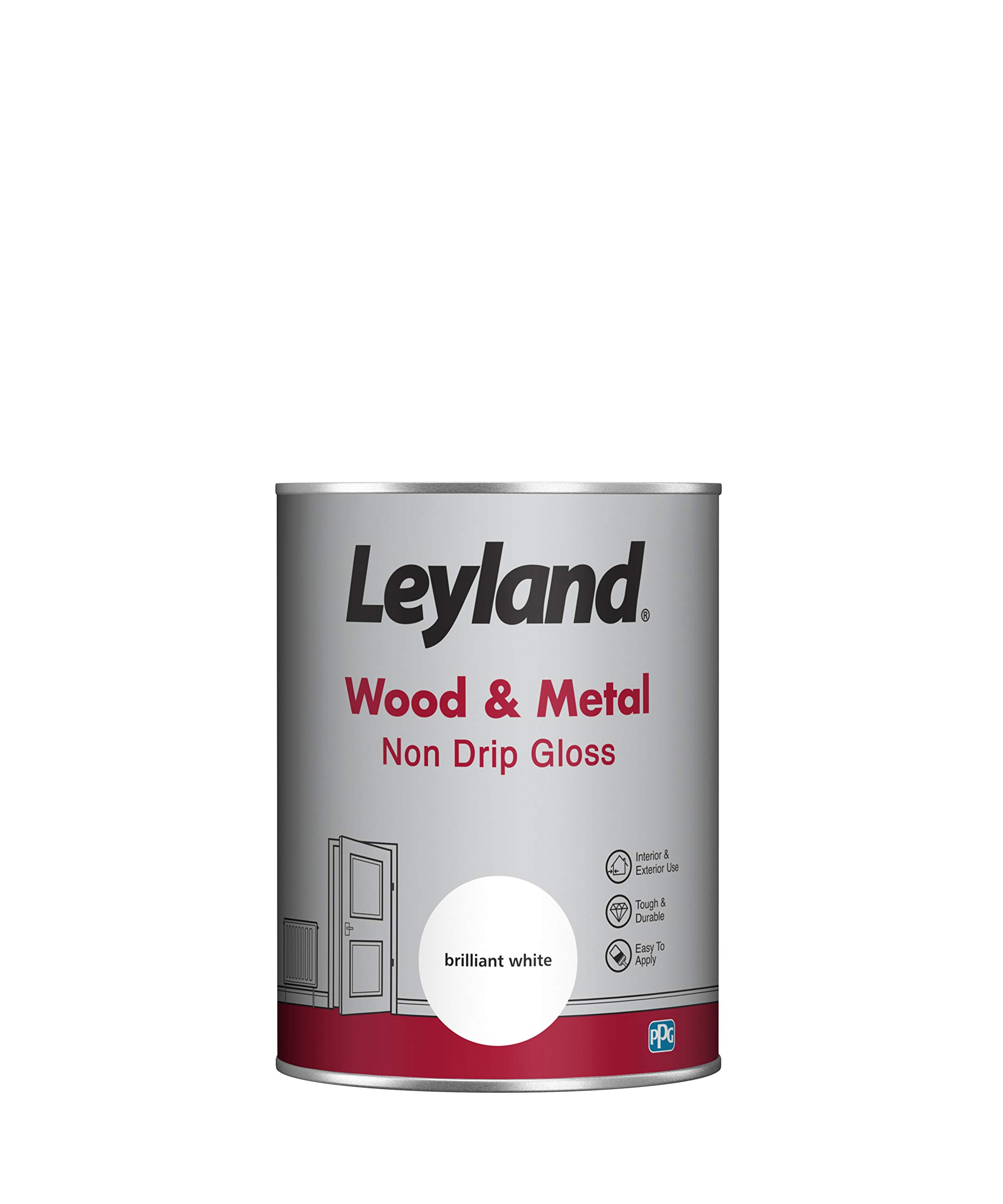Leyland Wood & Metal Non Drip Gloss, Brilliant White, 1.25 Litre