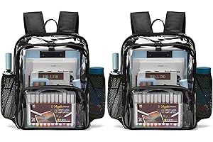 KUI WAN Clear Backpack, Clear Bag Stadium Approved Heavy Duty Waterproof Clear Book Bag for Women Men